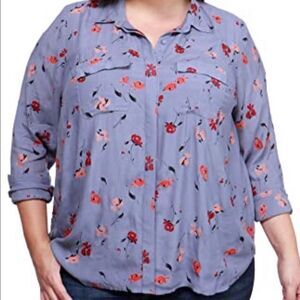 Lucky Brand Adjustable sleeves floral print 1X